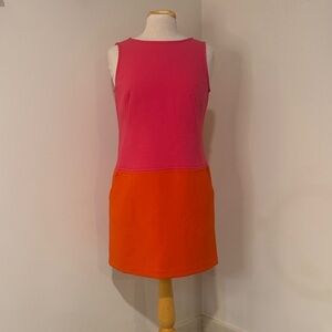 Colorblock Pink and Orange Sleeveless Dress